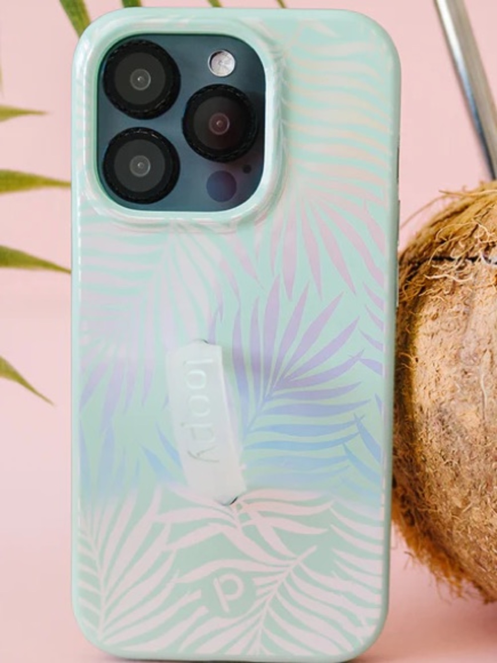 Loopy Case iPhone 14 Pro Max Righty Tropical Palm Leaf Case + Matching Pouch 🍃💚